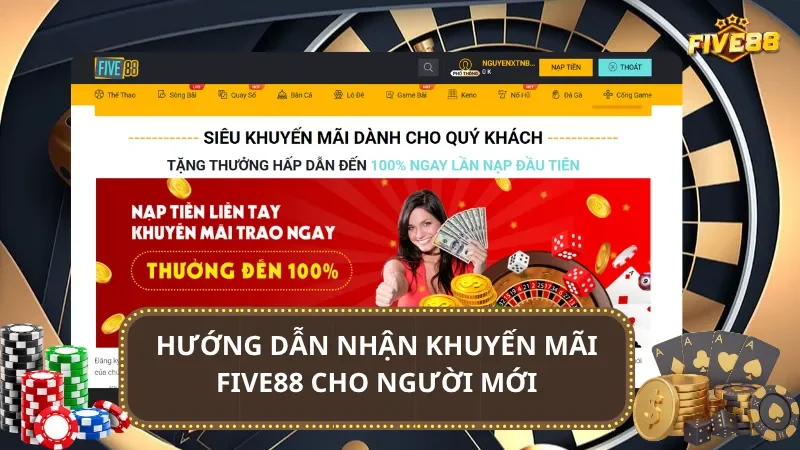 Hướng dẫn nhận khuyến mãi Five88 cho người mới